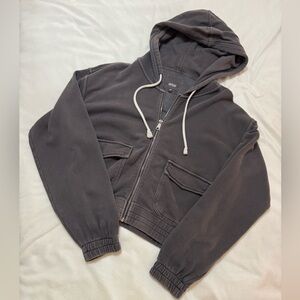 Aerie Charcoal/ Grey Zip Up Hoddie w/ Pockets